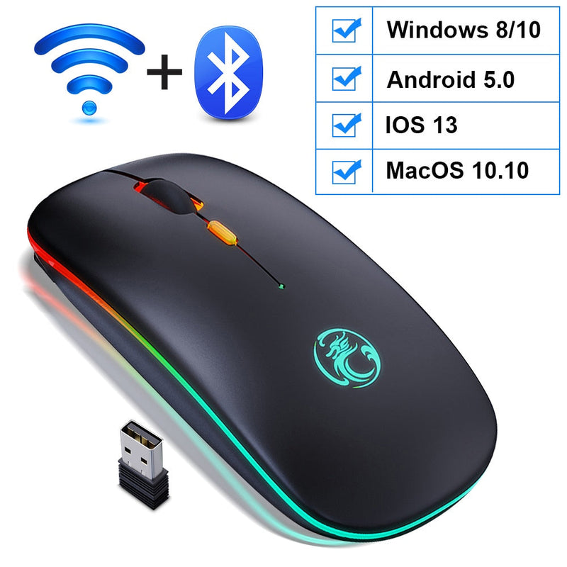 Mouse Wireless Bluetooth RGB Recarregável iMice